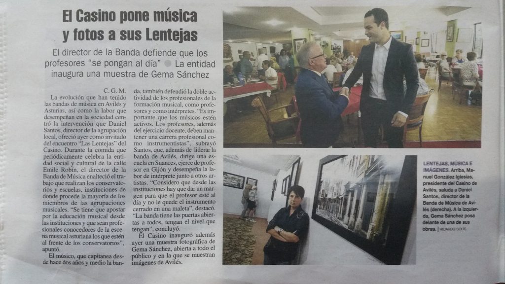 Recorte de prensa Exposición fotográfica de Gema Sánchez en el casino de Avilés